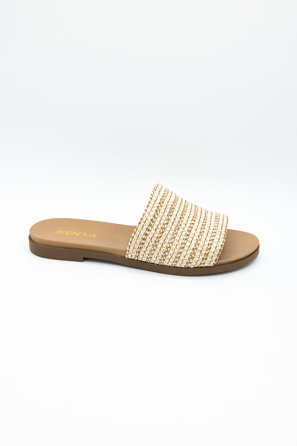 Soda Fate Raffia Slide Sandals for Women in Natural