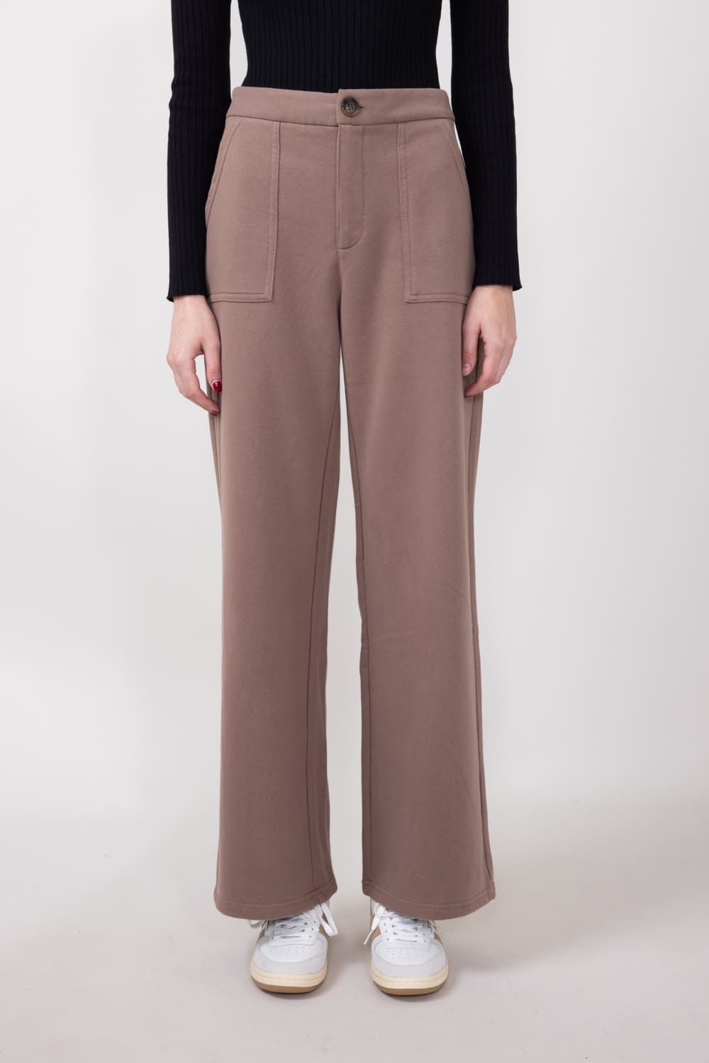 Straight Leg Trouser Sweatpants for Women in Mocha