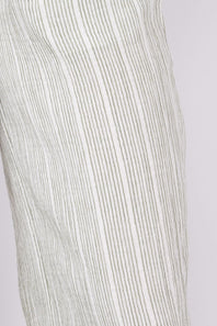 Stripe Smocked Waist Linen Pants for Women in Sage/Cream
