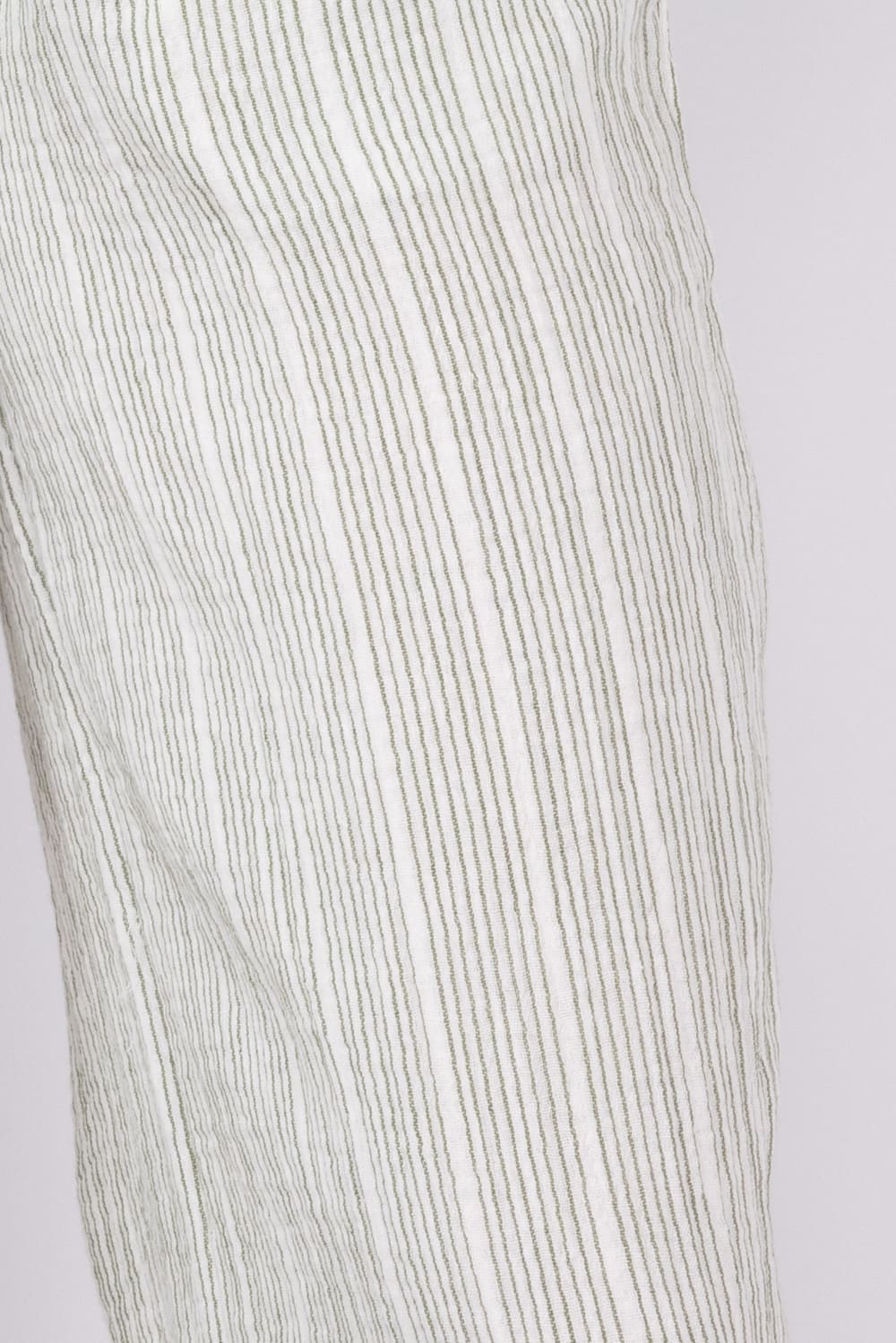 Stripe Smocked Waist Linen Pants for Women in Sage/Cream