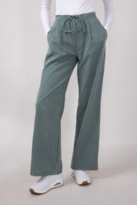 Striped Brushed PJ Pants for Women in Hunter Green