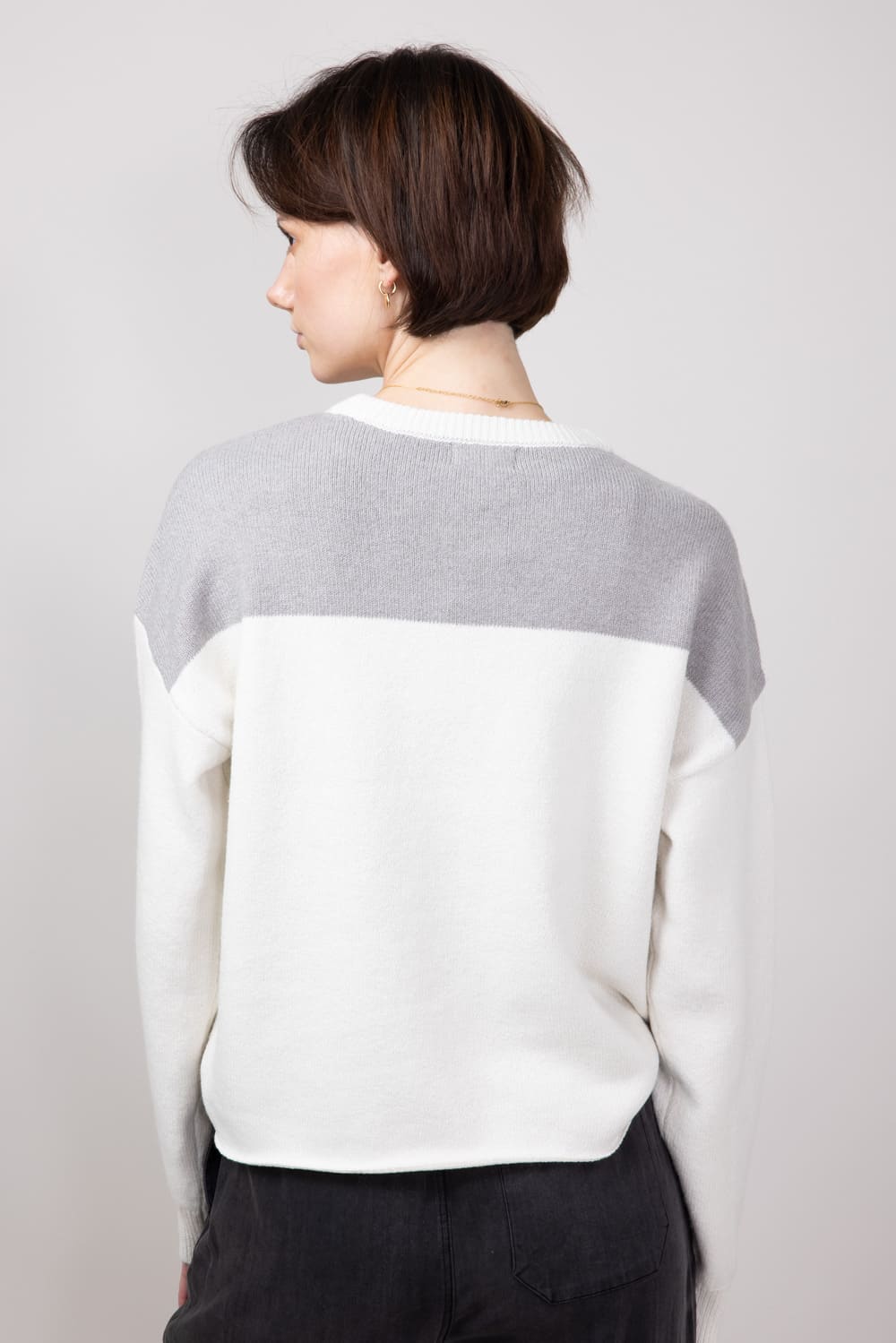 Thread & Supply Color Block Michigan Sweater for Women in Grey
