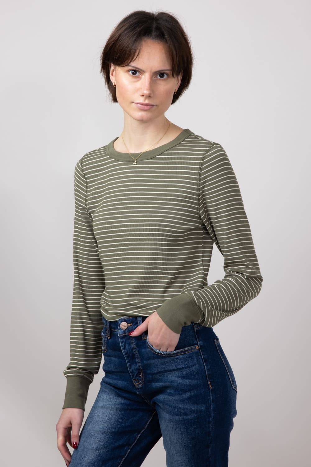 Thread & Supply Stacy Stripe Shirt for Women in Sea Turtle