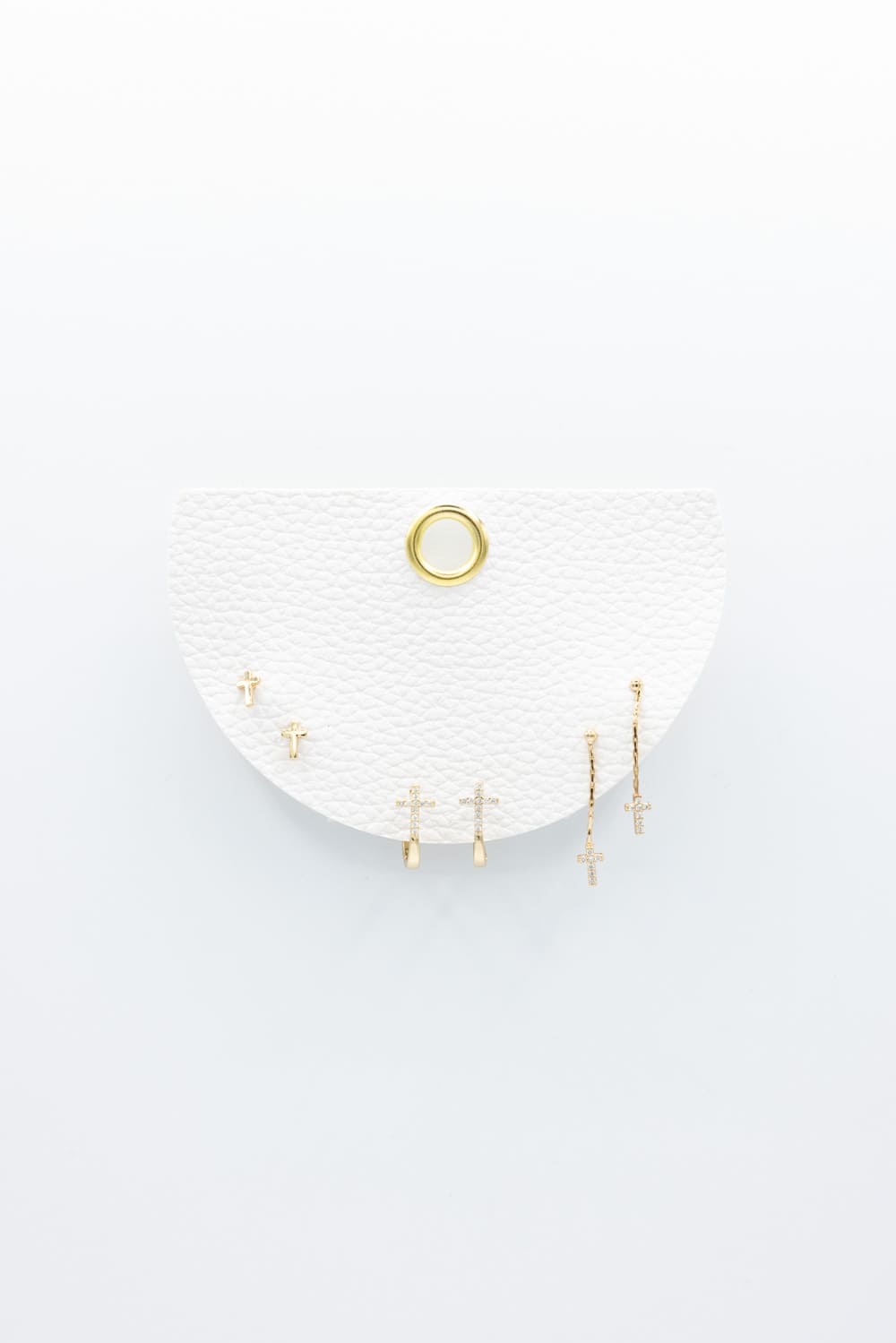 Three Pair Cross Earring Set for Women in Gold