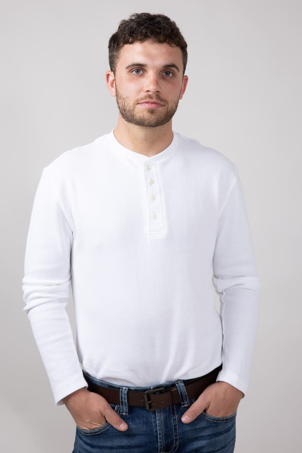 Weatherproof Vintage Waffle Henley Shirt for Men in White
