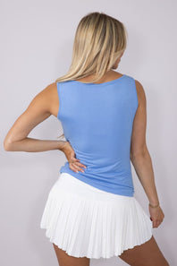 Women's Simply Southern Double Layer Tank Top for Women in Pool Blue
