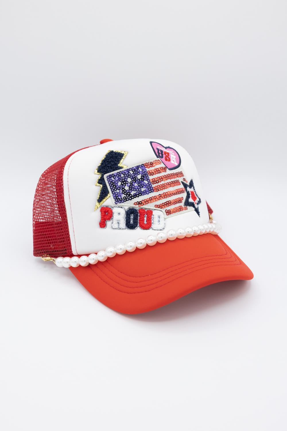 Womens Simply Southern Flag Patch Hat for Women in Red