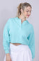 Womens Simply Southern Johnny Collar Cropped Hoodie for Women in Aqua