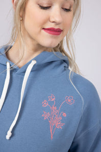 Womens Simply Southern Embroidered Good Things Hoodie for Women in Blue