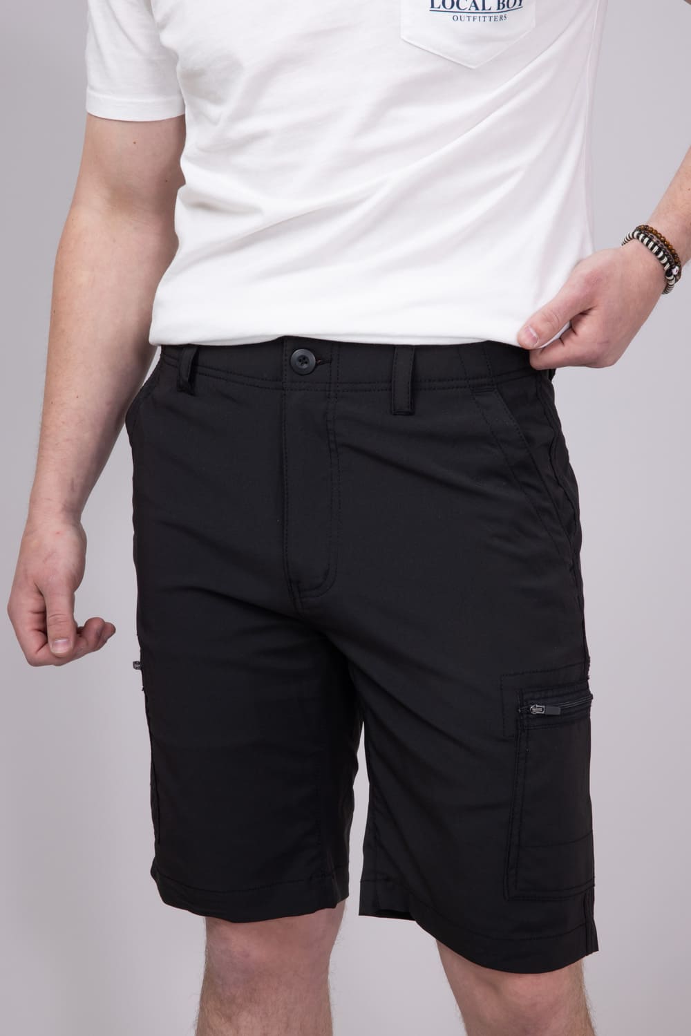 WearFirst 10" Zipper Pocket Cargo Shorts in Black