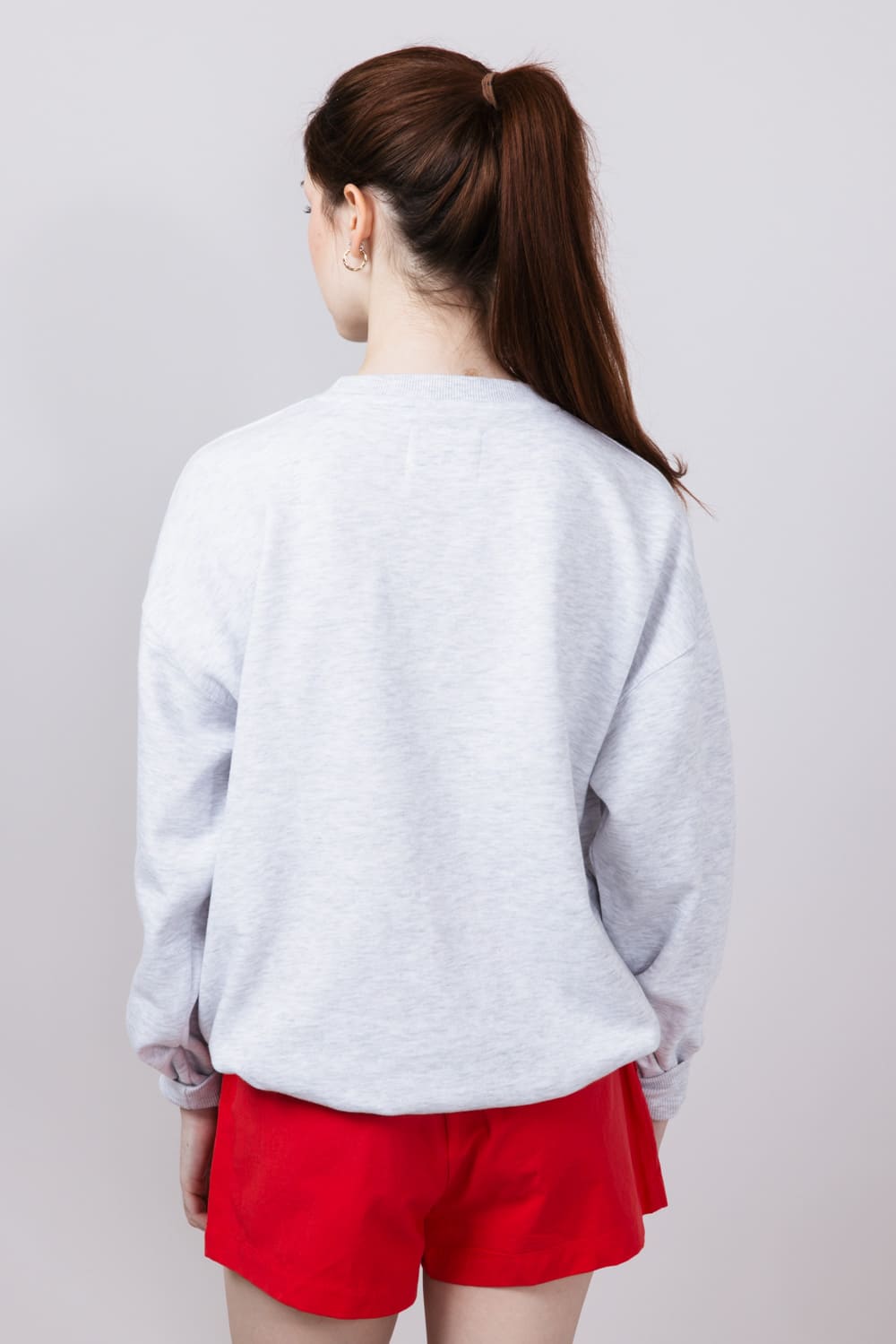 1897 Active Embroidered Cherry And Bow Fleece Sweatshirt for Women in Ice Grey