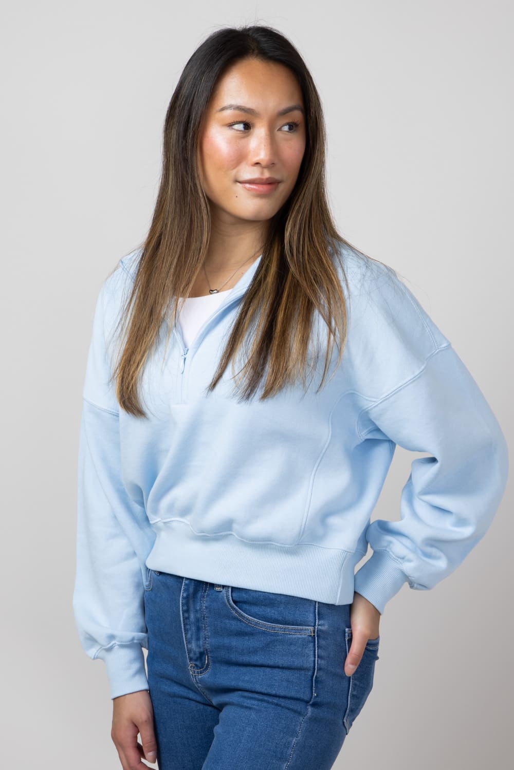 1897 Active ¼ Zip Mock Neck Pullover for Women in Blue