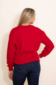 1897 Active Believe Embroidered  Fleece Sweatshirt for Women in Red