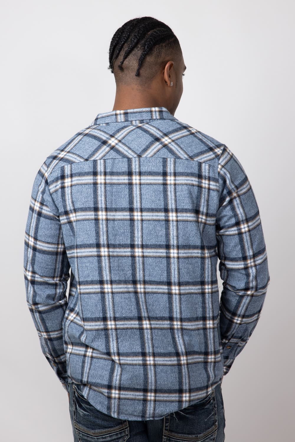 1897 Plaid Flannel Shirt for Men in Navy 