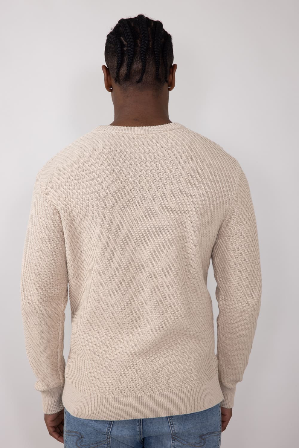 1897 Original Diagonal Crewneck Knit Sweater for Men in Peyote Beige