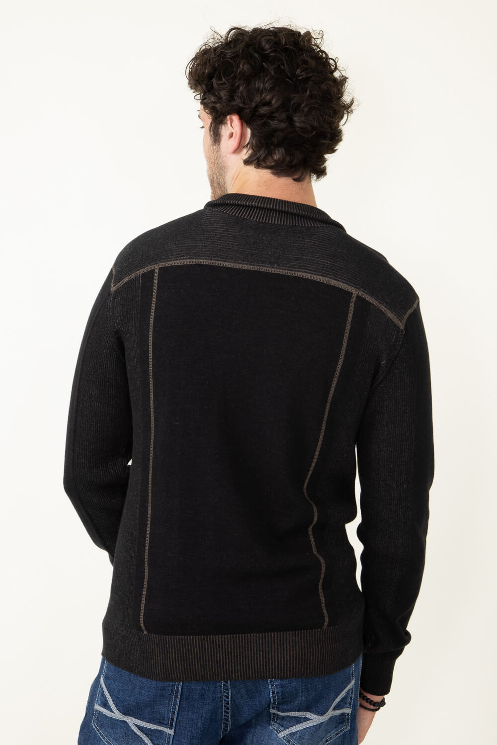 1897 Original 1/4 Zip Mock Neck Sweater for Men in Black