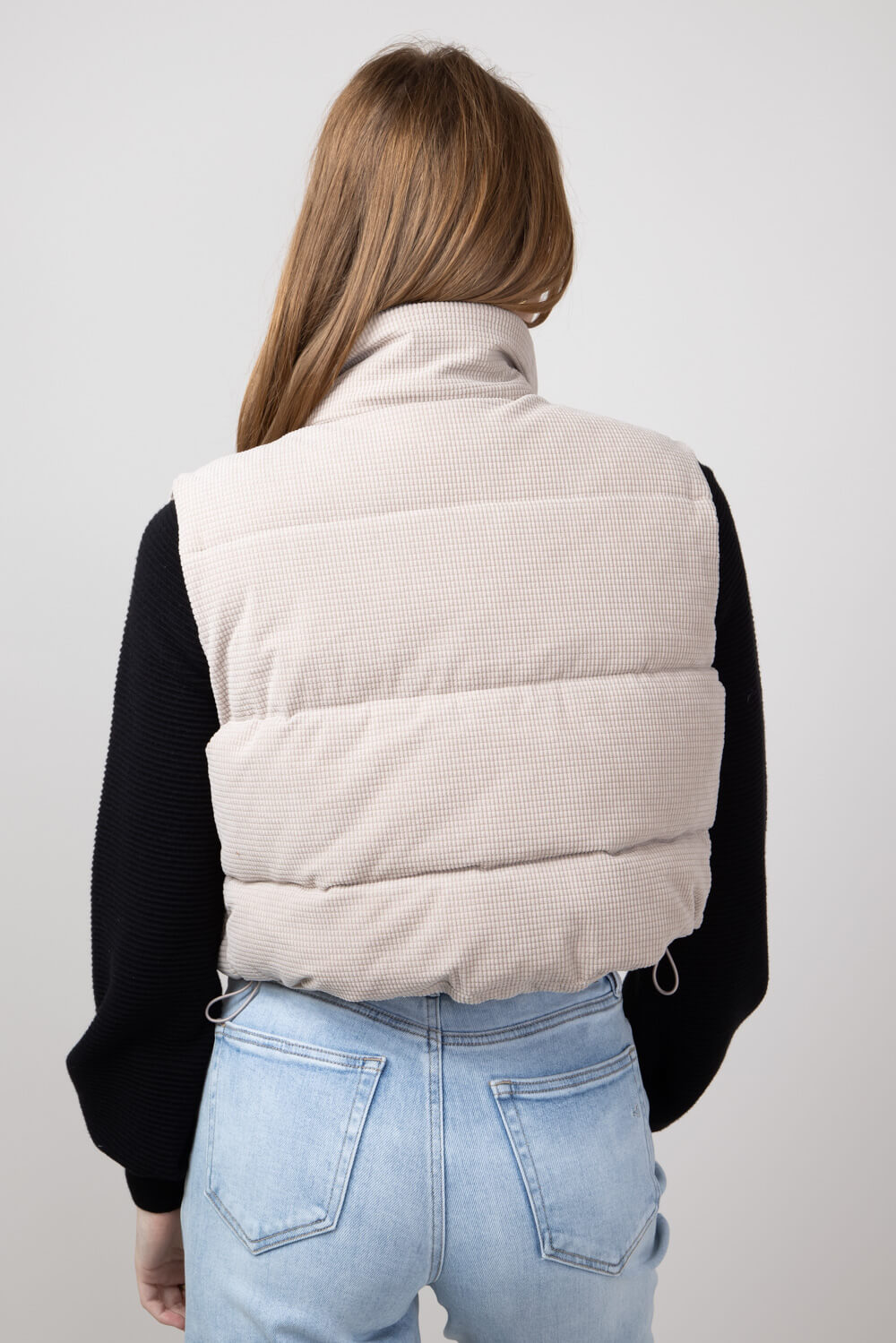 Waffle Corduroy Puffer Vest for Women in Atmosphere