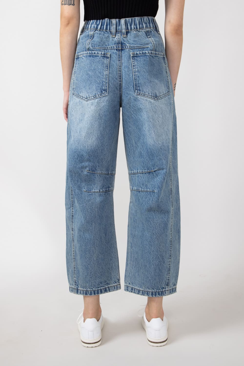High Rise Barrel Wash Jeans for Women