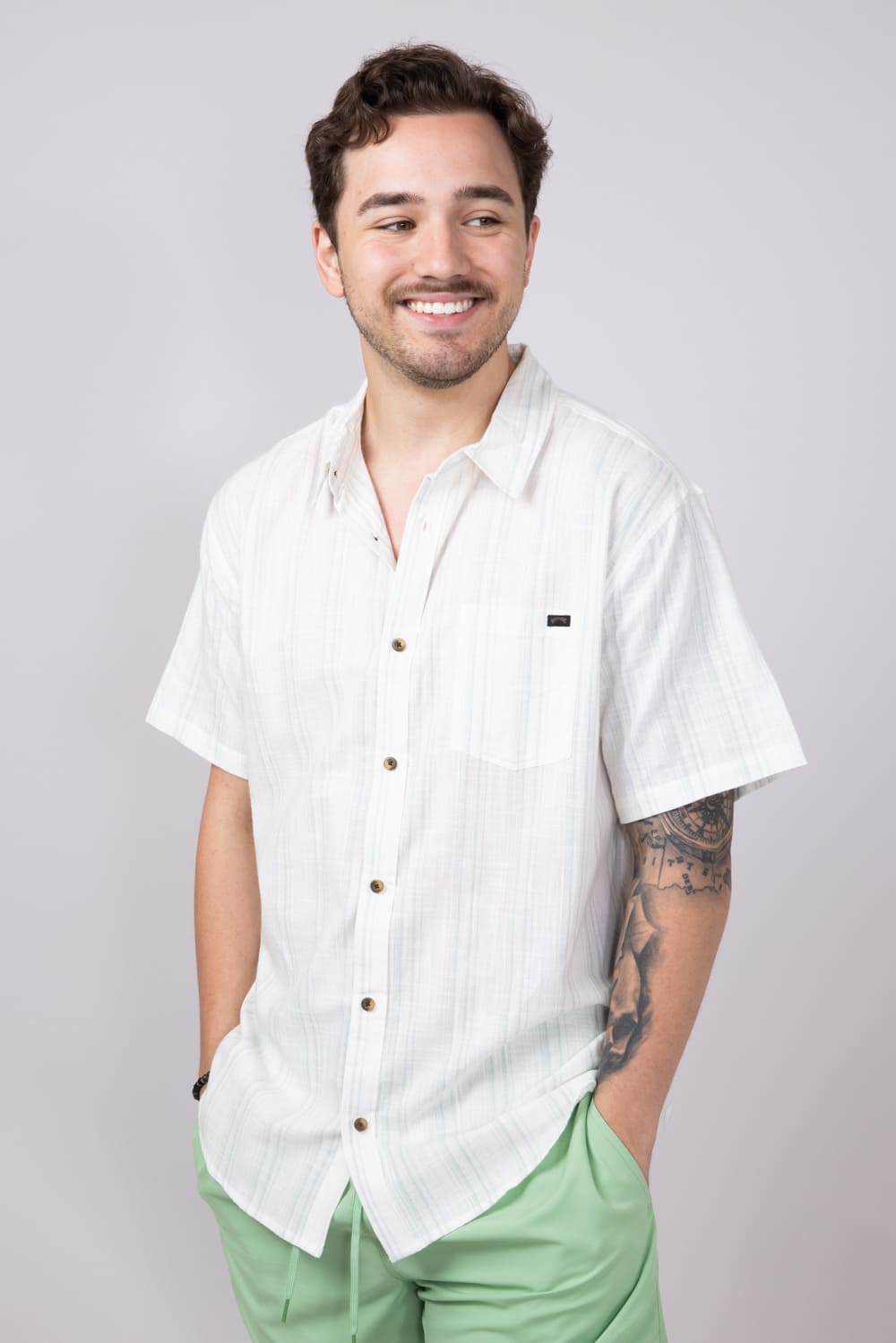 Billabong All-Day Stripe Shirt for Men in Off White