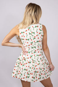Bailey Rose Strawberry Printed Mini Dress for Women in Cream
