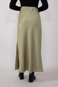Bias Maxi Skirt for Women in Olive
