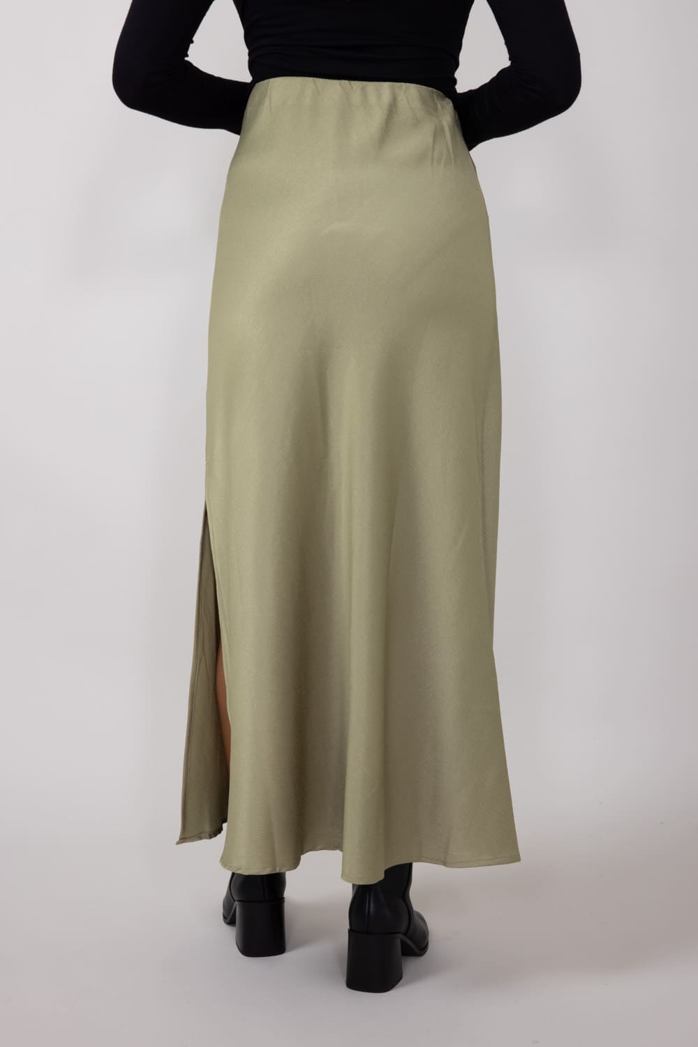 Bias Maxi Skirt for Women in Olive