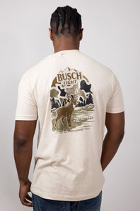 Busch Camo Deer Wildlife Scene T-Shirt for Men in Sand