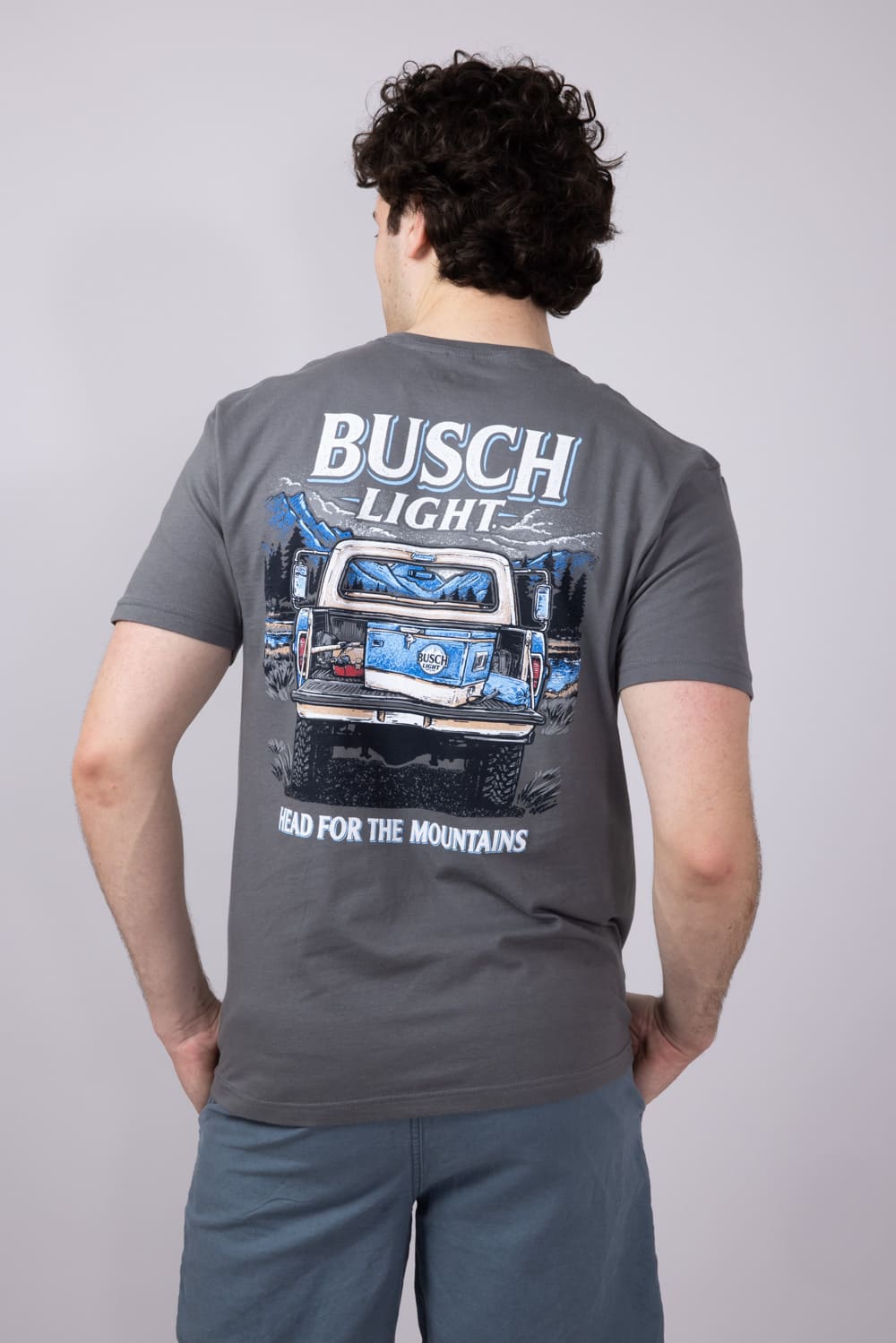 Busch Light Truck Cooler T-Shirt for Men in Charcoal