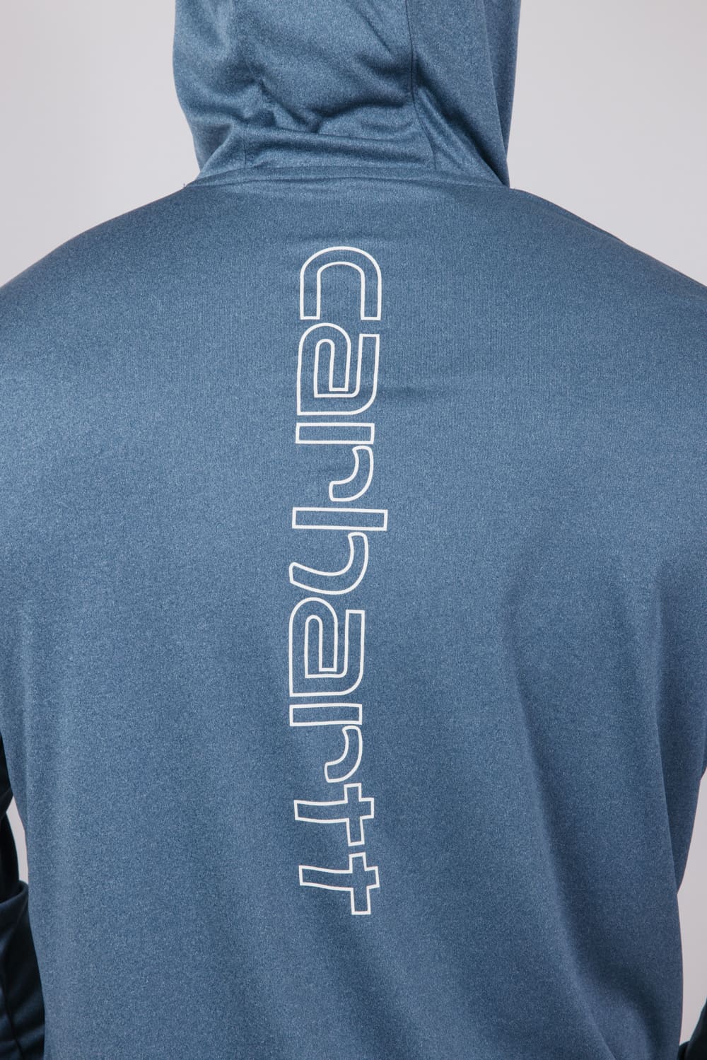 Carhartt Force Sun Lightweight Logo Long Sleeve Hooded Graphic T-Shirt for Men in Blue