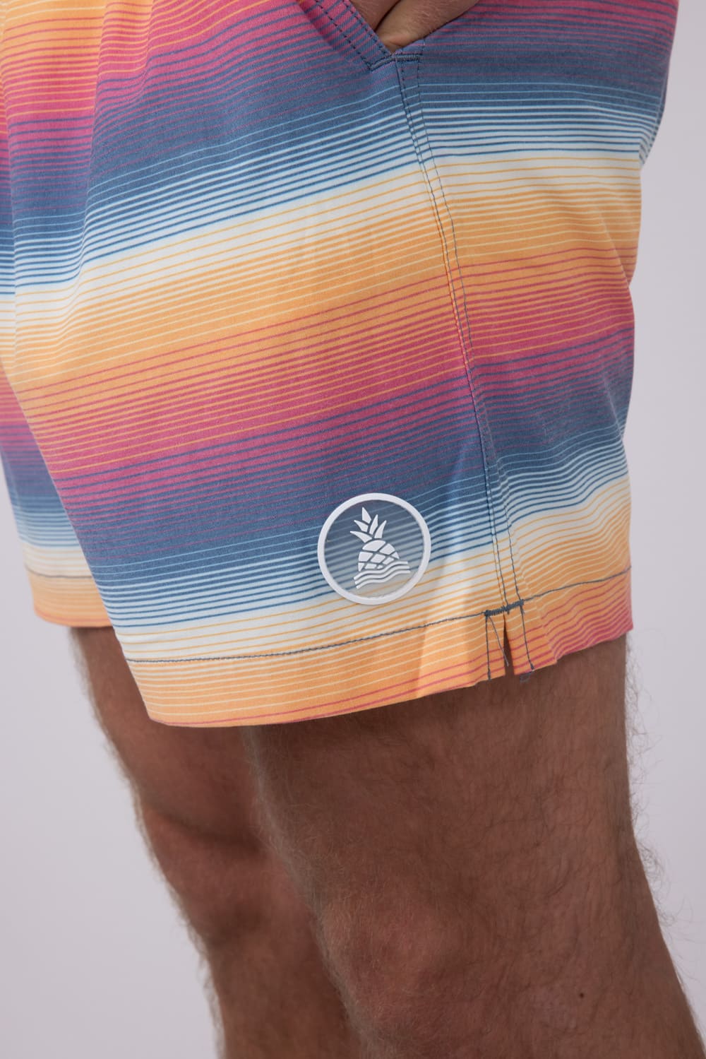 Chubbies Classic Lined Swim Trunks 5.5” Shorts for Men in Blue/Orange Gradient Stripe