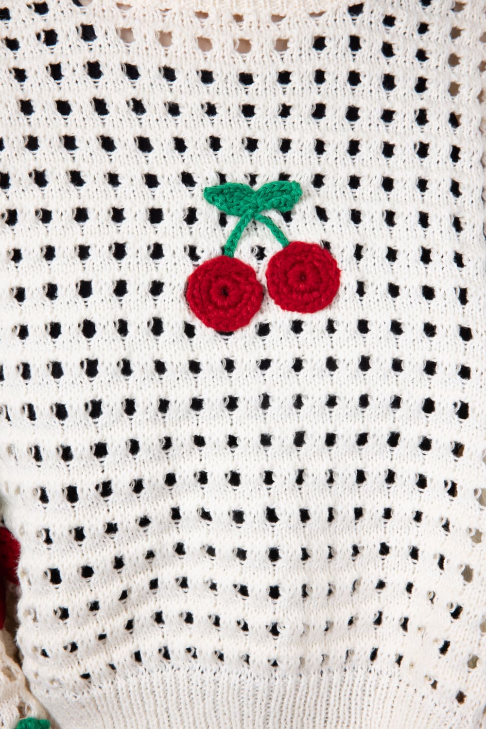 Mesh Cherry Sweater for Women in Ivory