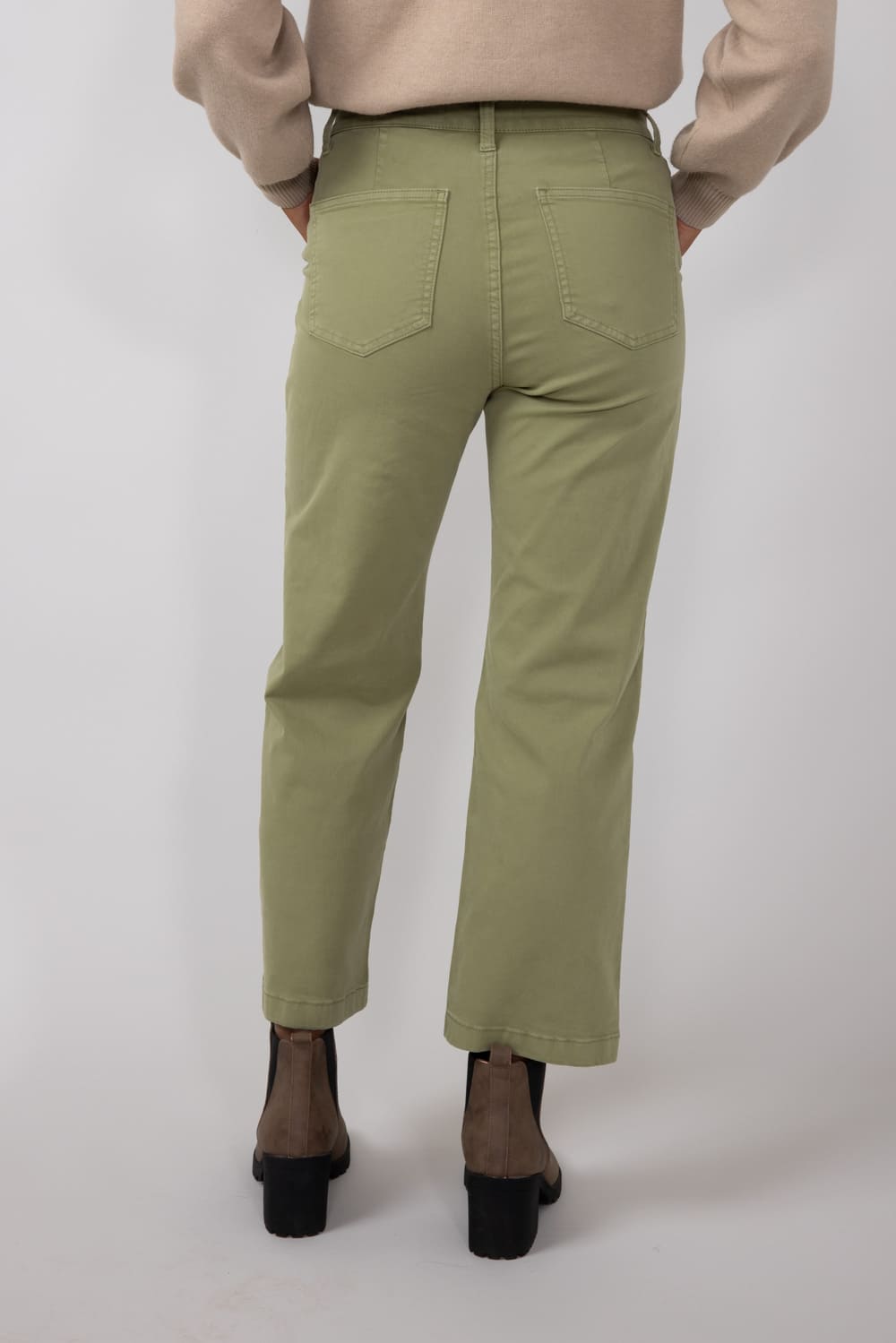 Eunina Dawn Super High Rise Wide Leg Cropped Pants for Women in Green Olive