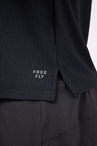 Free Fly Ribbed Bamboo Long Sleeve Shirt for Women in Black