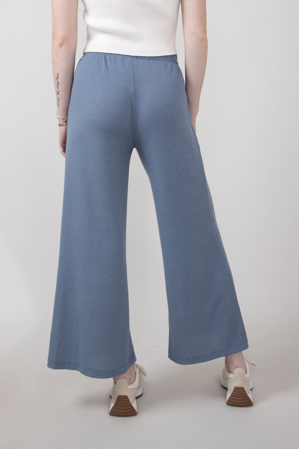 Thermal Wide Leg Pants for Women in Blue Slate