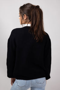 Football Mom Sweater for Women in Black Cream