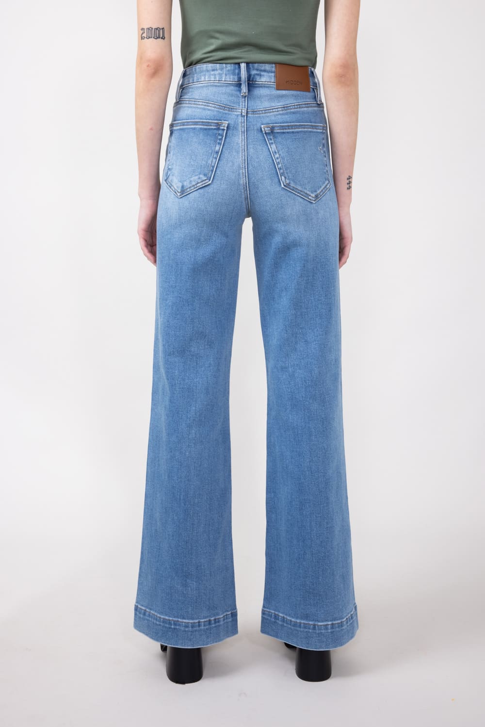 Hidden High-Rise Exposed Stitch Flare Jeans for Women