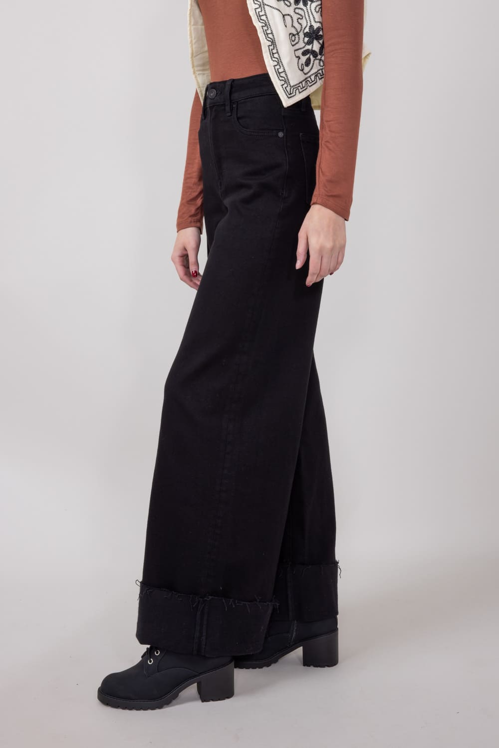 Hidden High Rise Clean Stretch Wide Leg Jeans for Women in Black