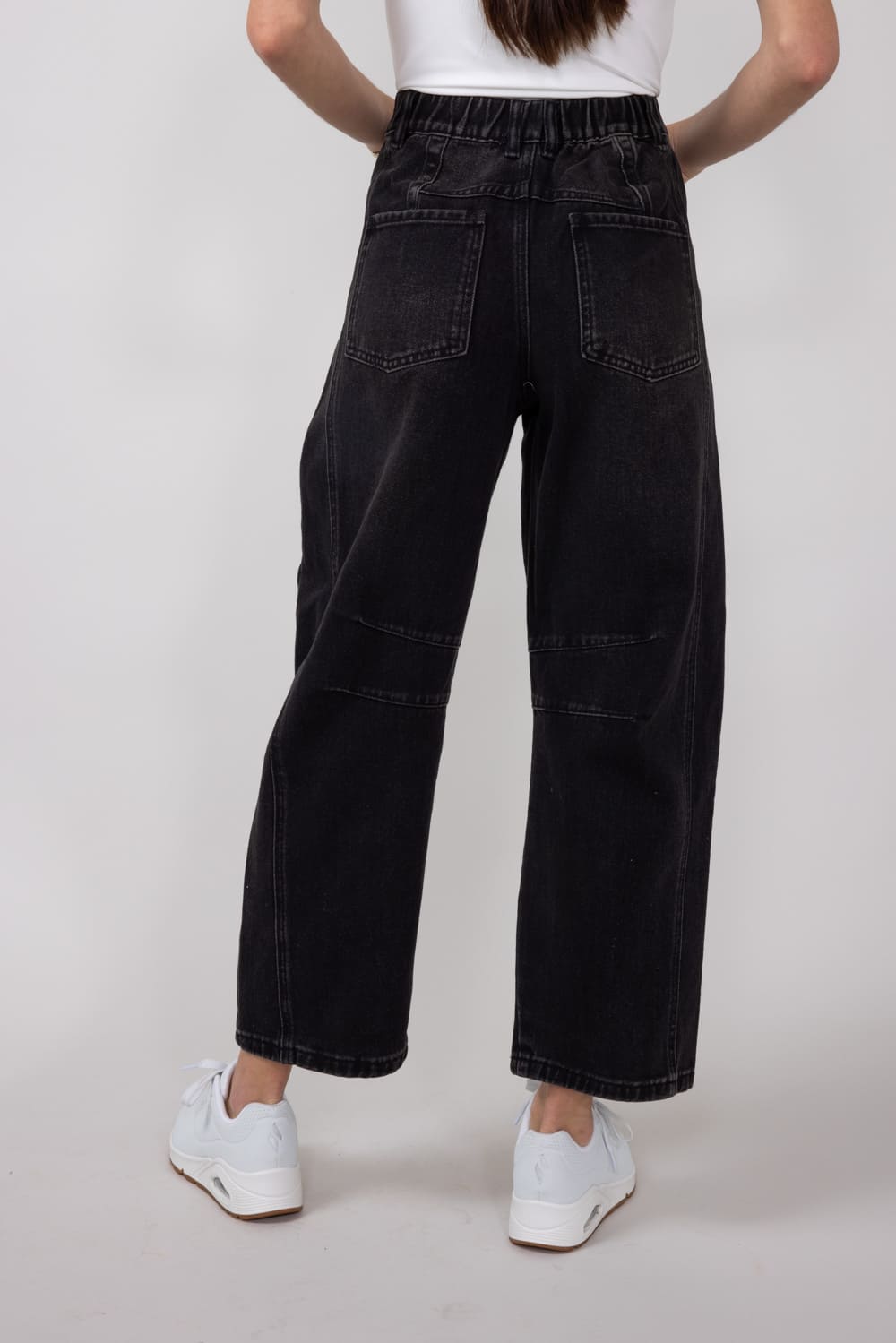 High-Rise Slouchy Barrel Jeans for Women in Black