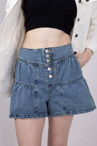 High Waist Flare Denim Shorts for Women