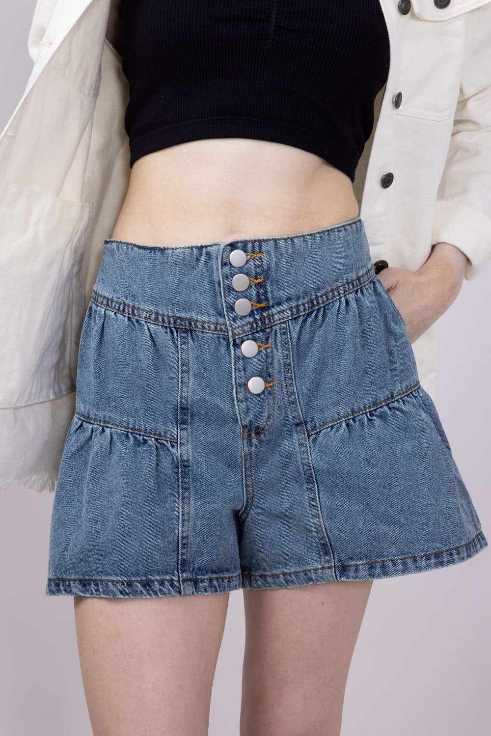 High Waist Flare Denim Shorts for Women