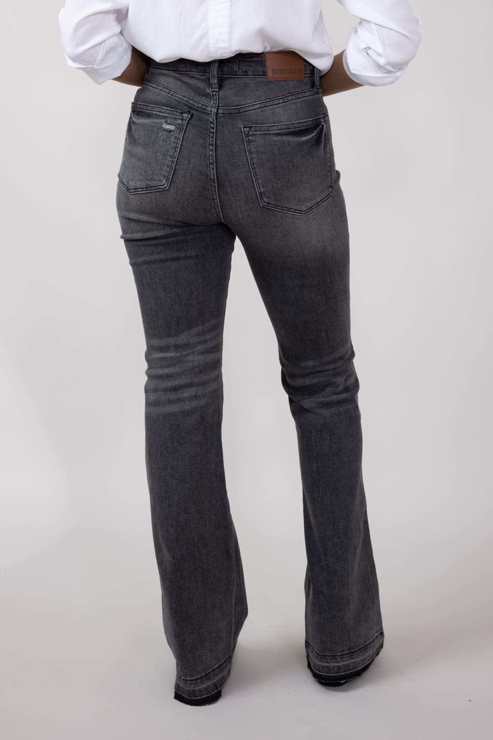 Judy Blue High Rise Contrast Flare Jeans for Women in Grey