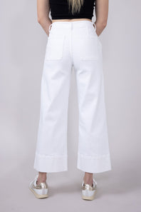 KanCan High Rise Crop Wide Jeans for Women in White