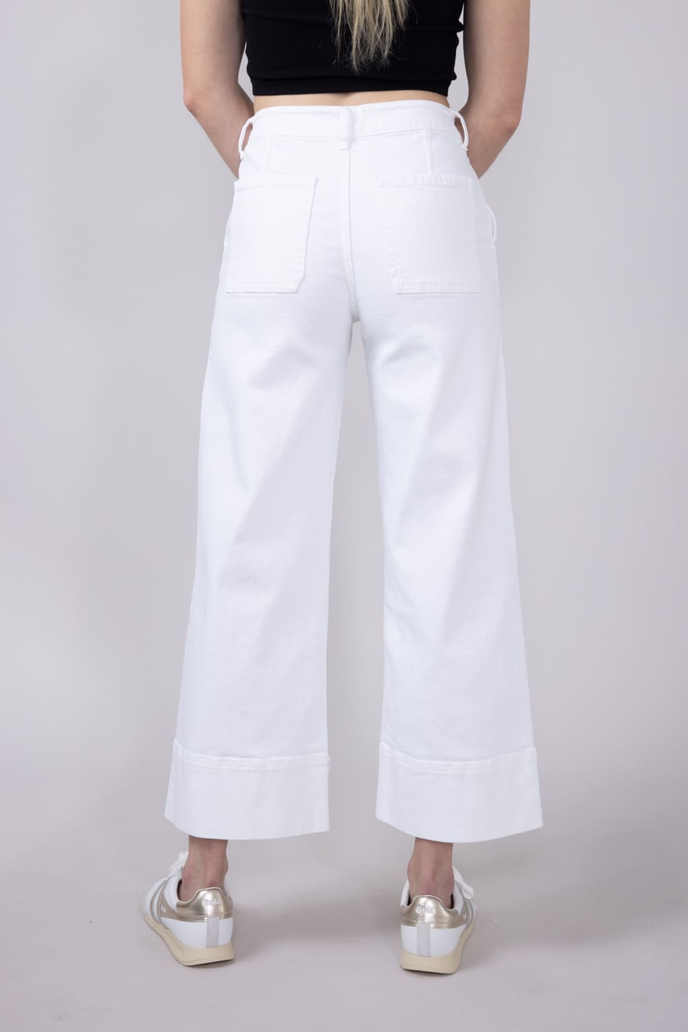 KanCan High Rise Crop Wide Jeans for Women in White