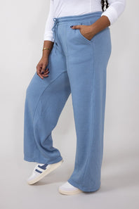 Knit Lounge Pants for Women in Gray Blue