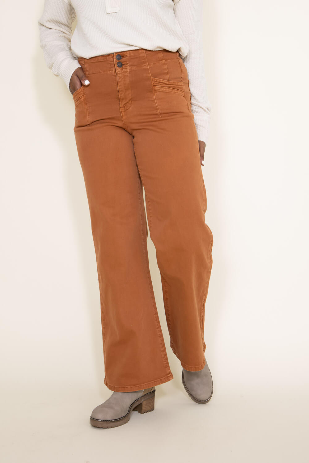 Mica High Rise Wide Leg Jeans for Women in Rustic Orange