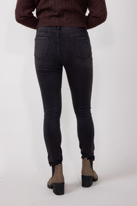 Mica High Rise Distressed Ankle Skinny Jeans for Women in Black