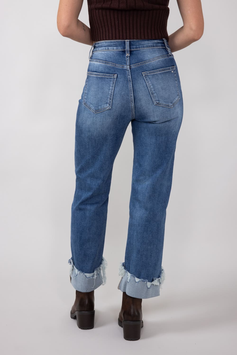 Mica Super High Rise Straight Cuffed Jeans for Women