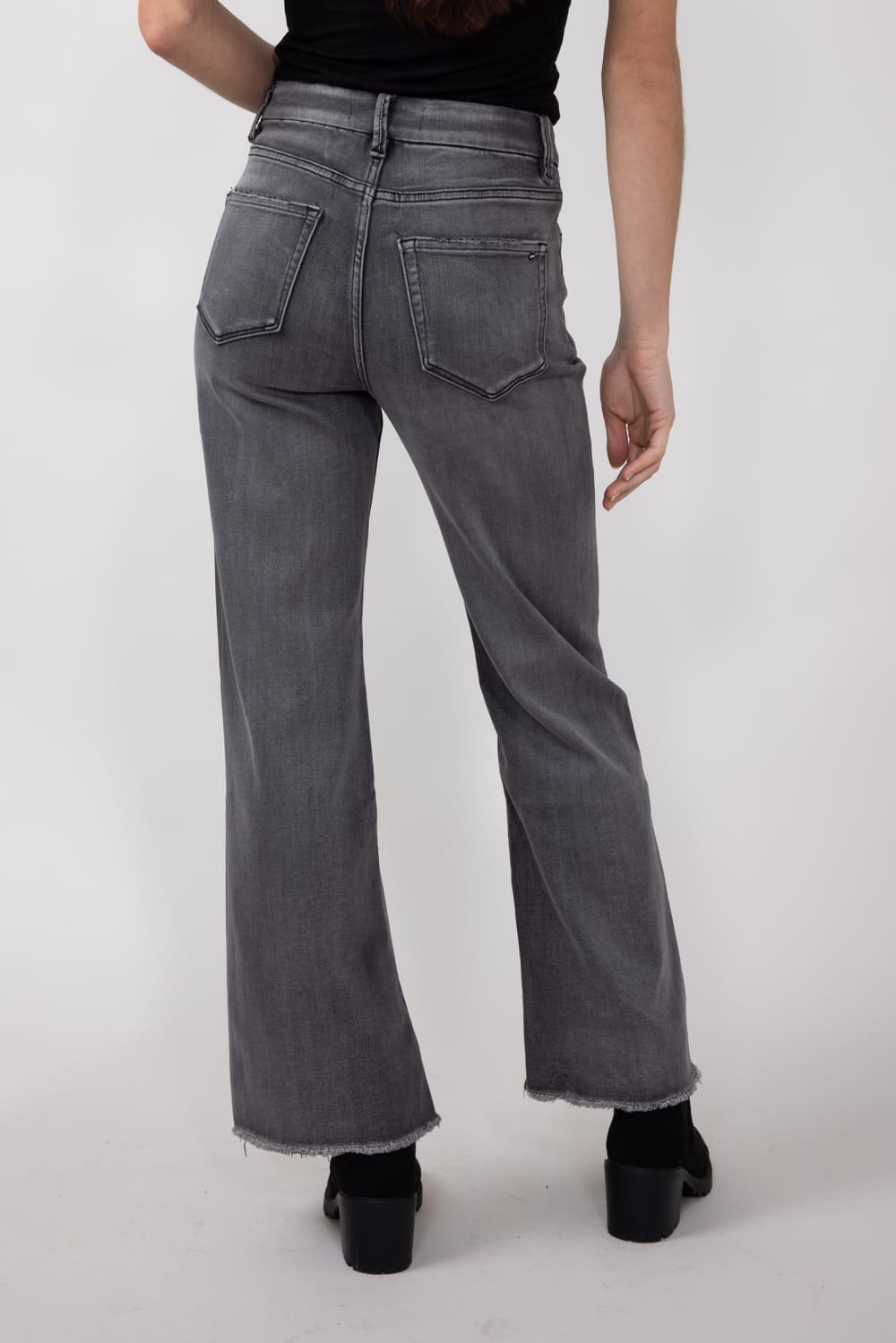 Mica Super High Rise Wide Leg Jeans for Women in Dark Grey