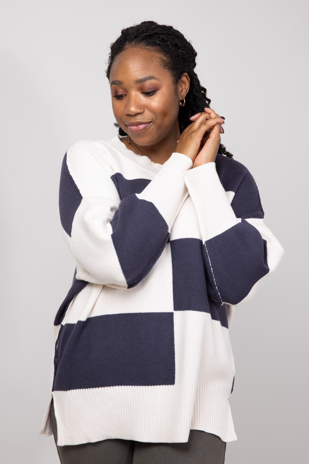 Miracle Colorblock Sweater for Women in Beige Blue