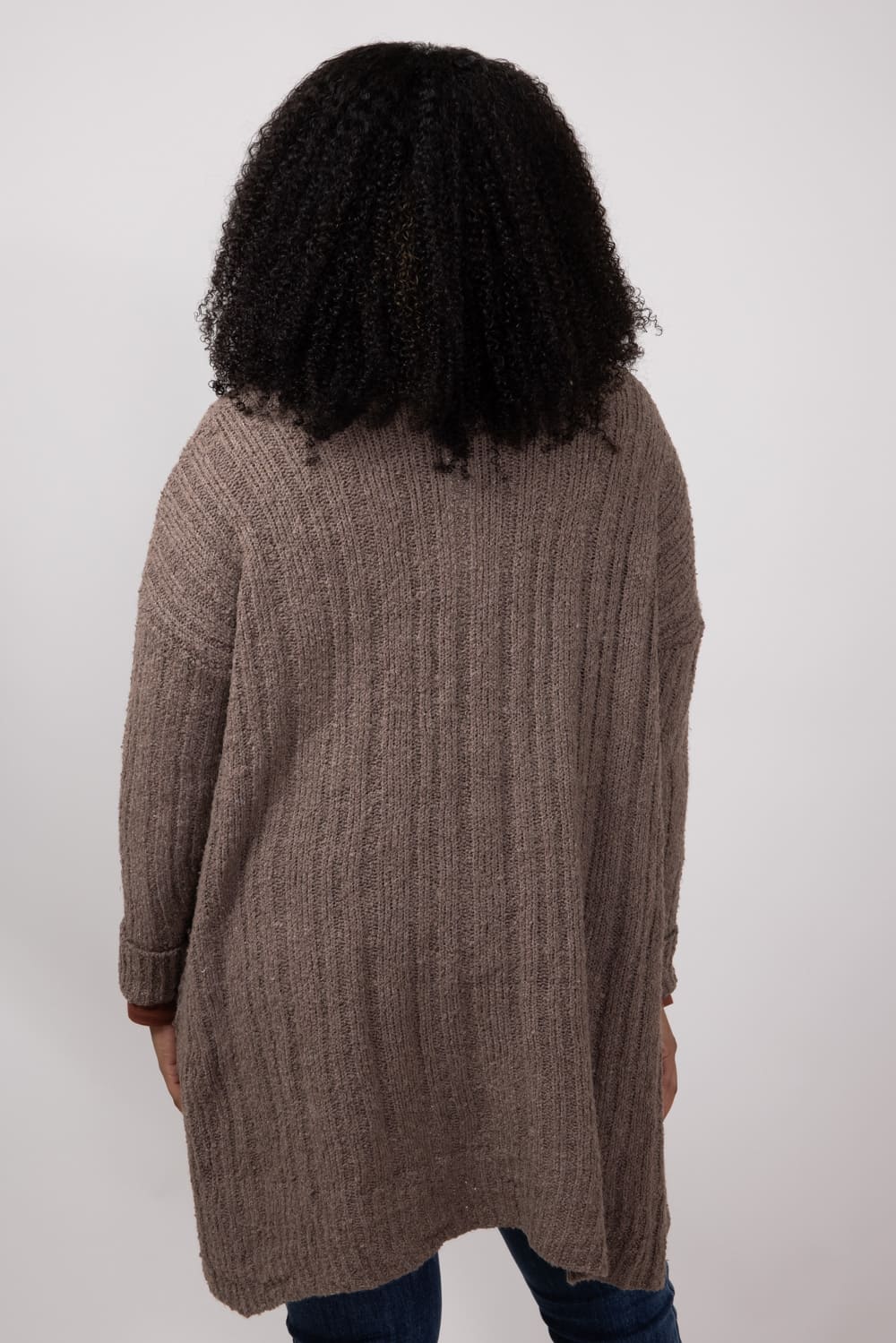 Ribbed Cardigan with Pockets for Women in Heather Mocha Bisque